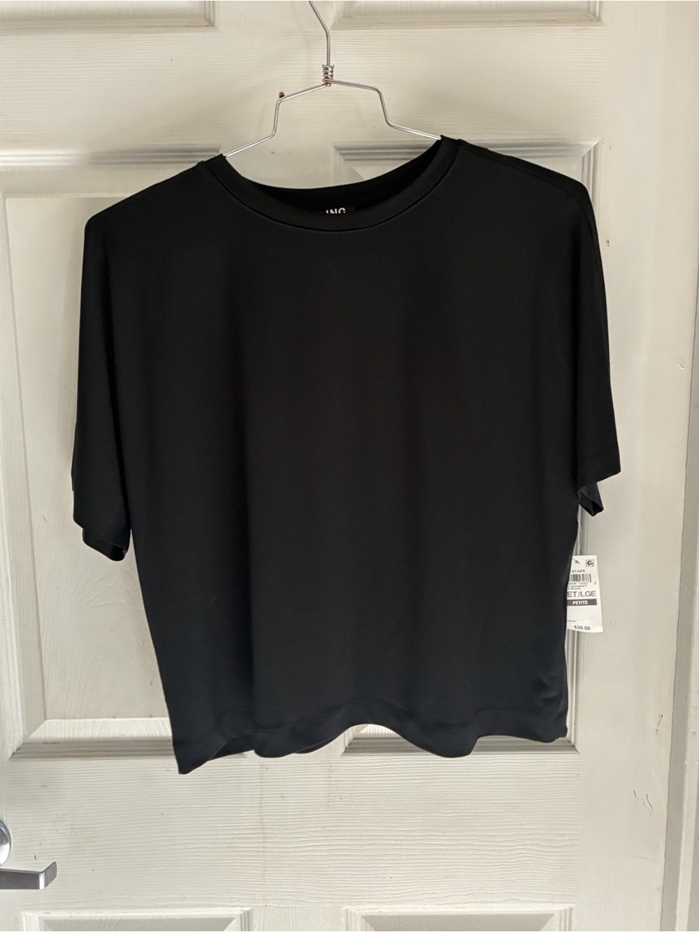 INC International Concepts Deep Black Short-Sleeve Crewneck Tee, Size: LP, NWT